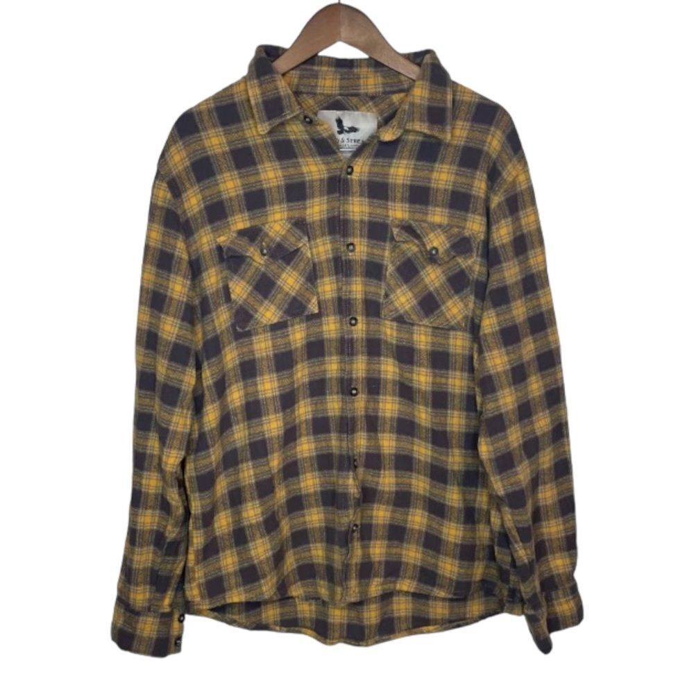 Field and stream men’s XL Flannel yellow & grey button down shirt